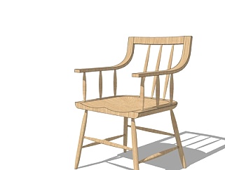 北欧实木休闲椅su模型
