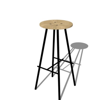 现代铁艺吧台椅su模型