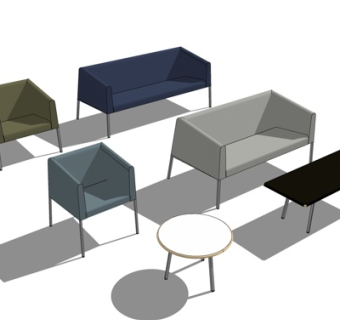 现代布艺休闲椅su模型