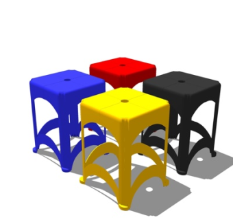 现代彩色凳子su模型