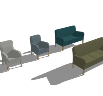 现代布艺休闲椅su模型