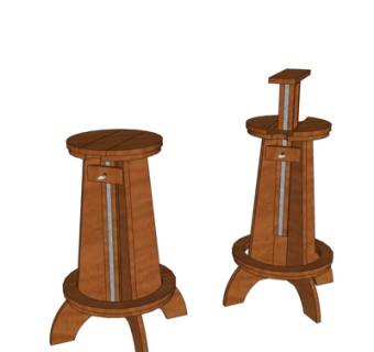 现代实木吧台椅su模型