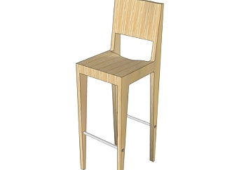 现代实木吧台椅su模型