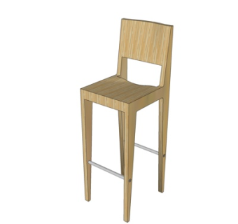 现代实木吧台椅su模型