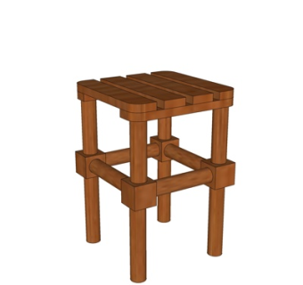中式实木凳子su模型