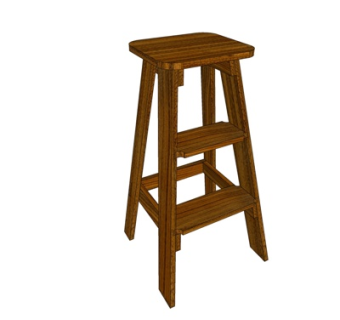 中式实木吧台椅su模型