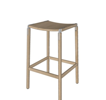 现代实木吧台椅su模型