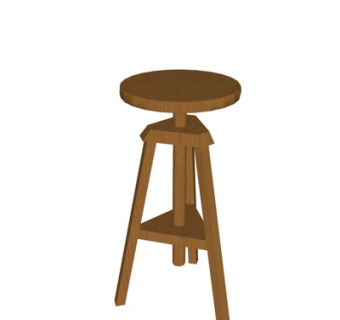 现代实木圆凳su模型