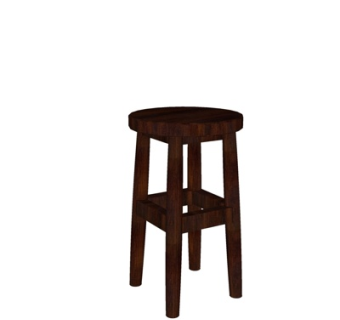 现代实木圆凳su模型