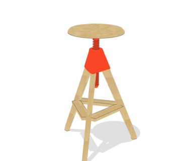 北欧实木吧台椅su模型