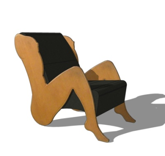 现代实木休闲椅su模型