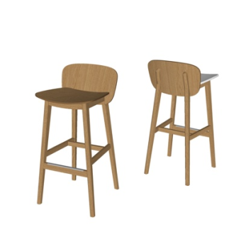 现代实木吧台椅su模型