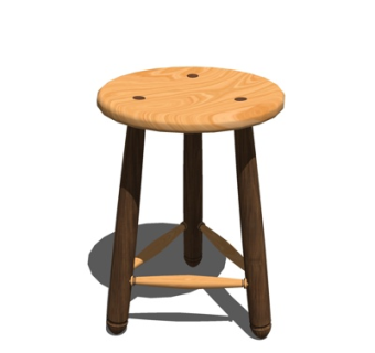 现代实木凳子su模型