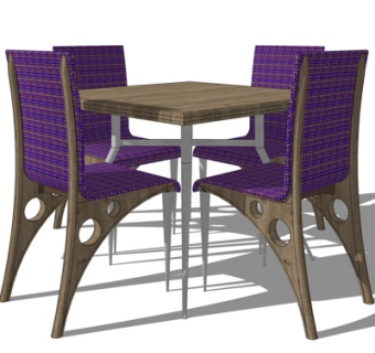 现代实木餐桌椅su模型