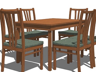 <em>中式</em>实木<em>餐桌椅</em>su模型