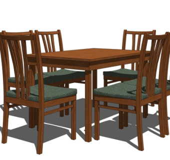 中式实木餐桌椅su模型