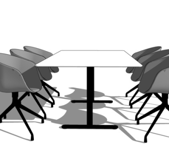 现代实木餐桌椅su模型