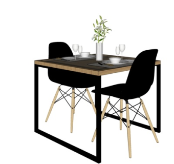 北欧实木餐桌椅su模型