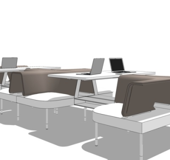 现代卡座休闲桌椅su模型