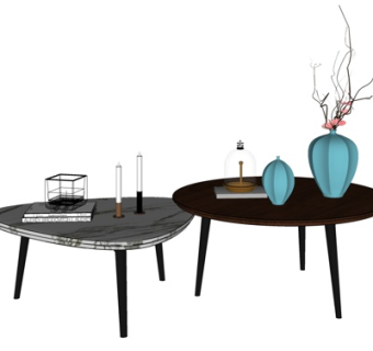 现代大理石茶几su模型