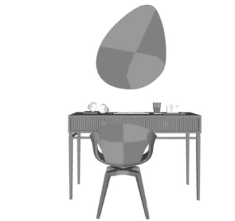 现代实木书桌su模型