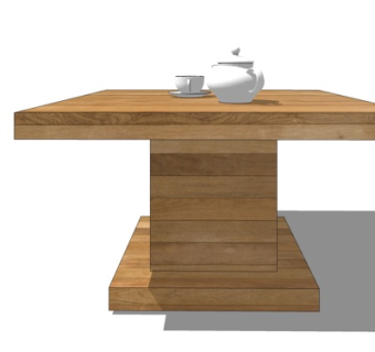 现代实木茶桌椅su模型