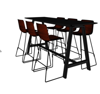 现代实木餐桌椅su模型