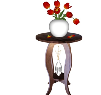 简欧实木边几su模型