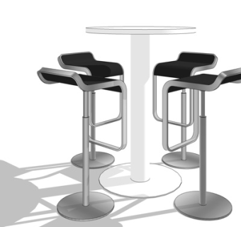 现代实木吧椅su模型