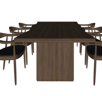 现代实木餐桌椅su模型