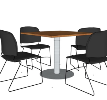 现代实木休闲桌椅su模型