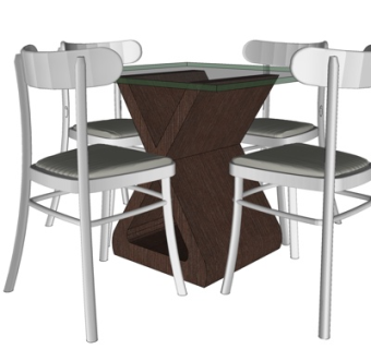 现代玻璃休闲桌椅su模型