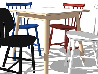 北欧实木休闲桌椅su模型