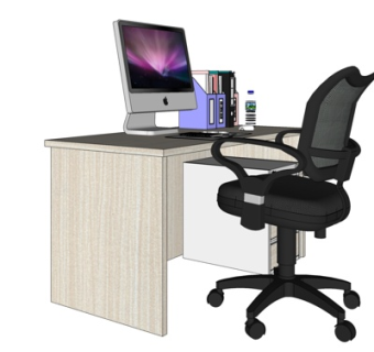 现代实木电脑桌su模型