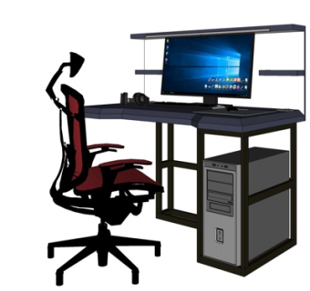 现代实木电脑桌su模型