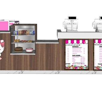 现代面包店工作台su模型