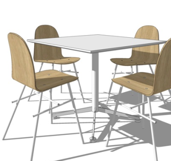 北欧实木休闲桌椅su模型