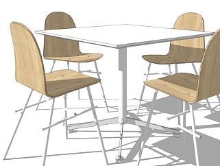 北欧实木休闲桌椅su模型