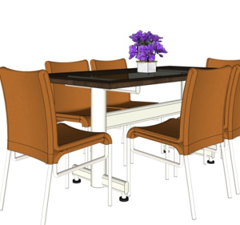 现代实木餐桌椅su模型