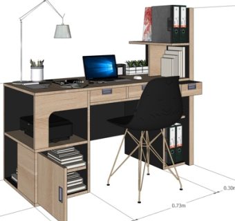 北欧实木电脑桌su模型