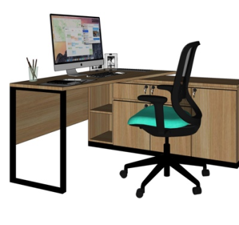 现代实木电脑桌su模型