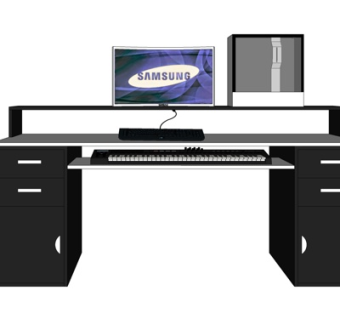 现代实木电脑桌su模型