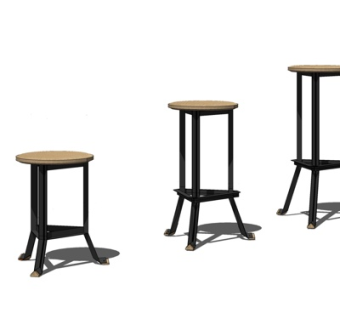 现代实木吧台椅su模型