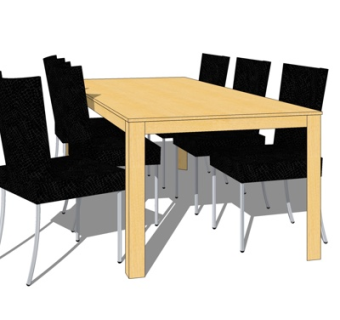 现代实木餐桌椅su模型