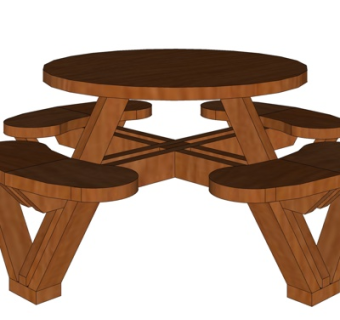 现代实木休闲桌椅su模型