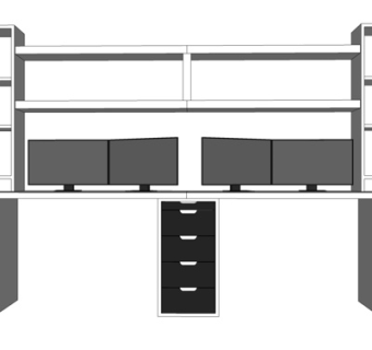 现代实木书桌su模型