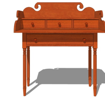 欧式实木书桌su模型