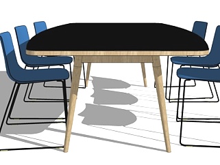 <em>北欧</em>实木餐桌<em>椅</em>su模型