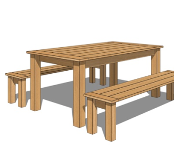 现代实木休闲桌椅su模型
