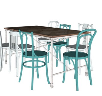 现代实木餐桌椅su模型